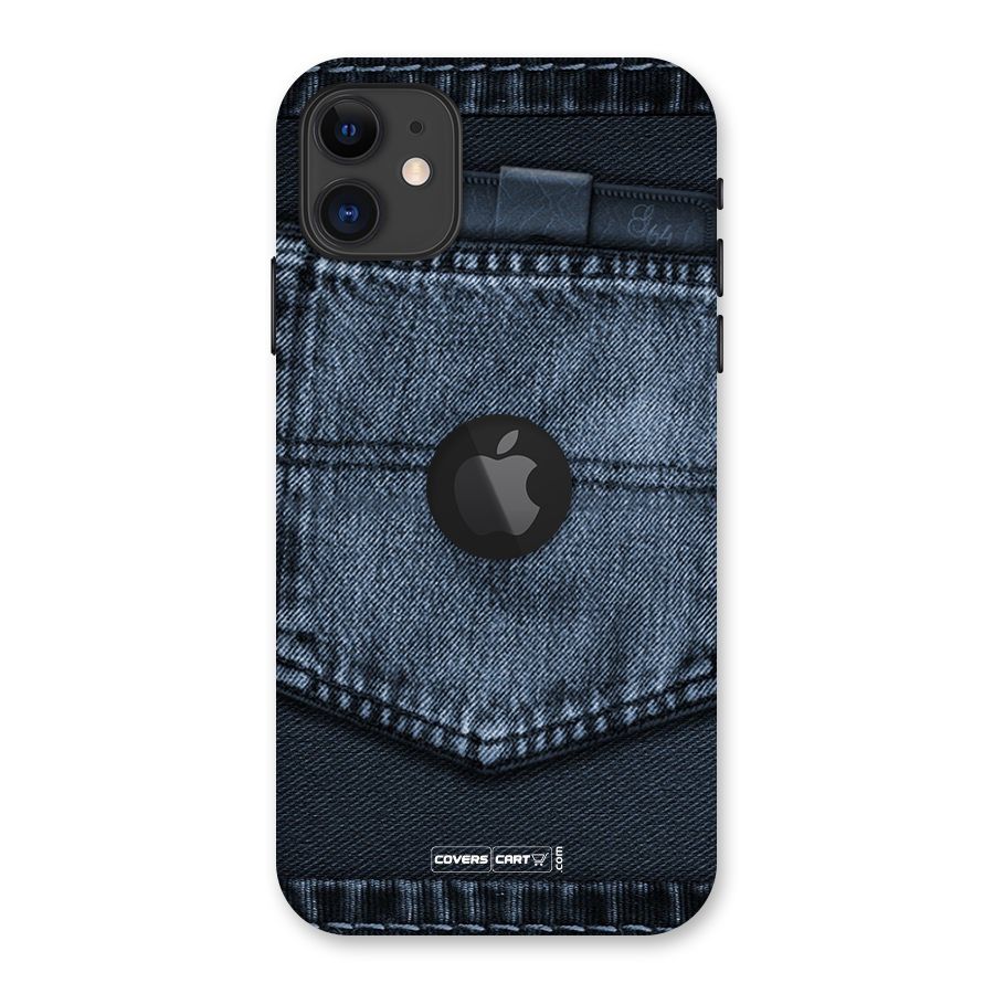 Blue Denim Back Case for iPhone 11 Logo Cut