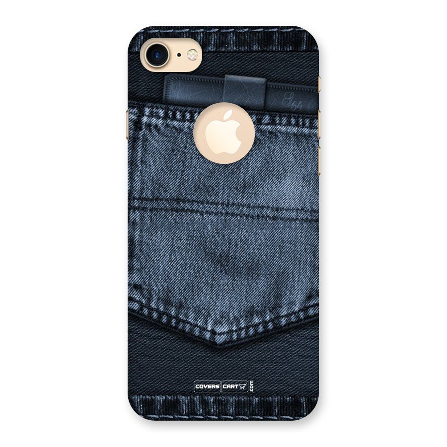 Blue Denim Back Case for iPhone 8 Logo Cut