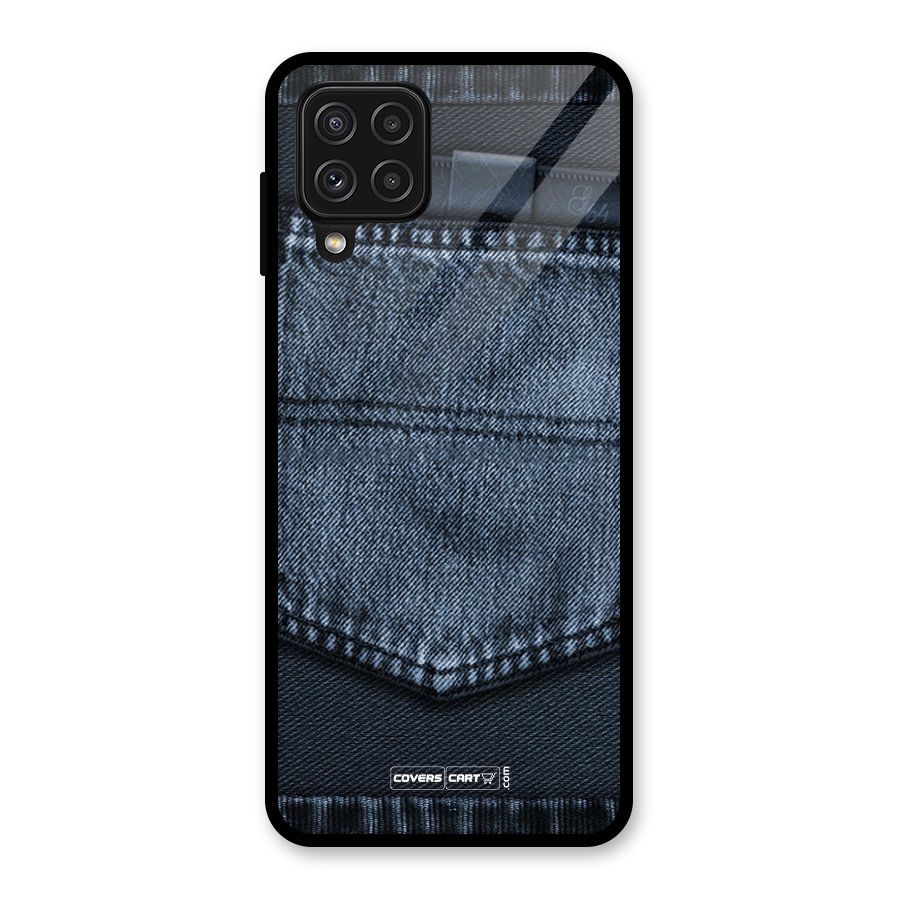 Blue Denim Glass Back Case for Galaxy A22 4G