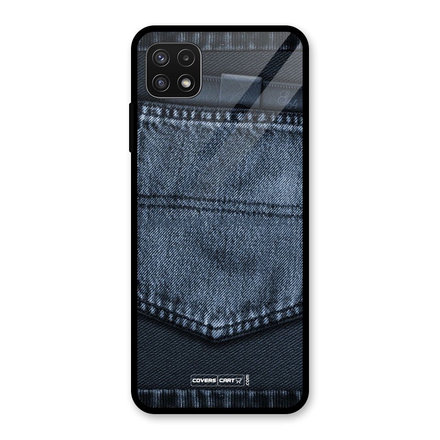 Blue Denim Glass Back Case for Galaxy A22 5G