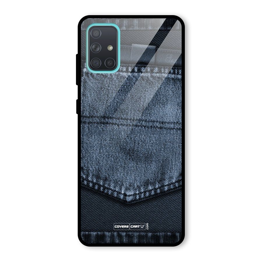 Blue Denim Glass Back Case for Galaxy A71
