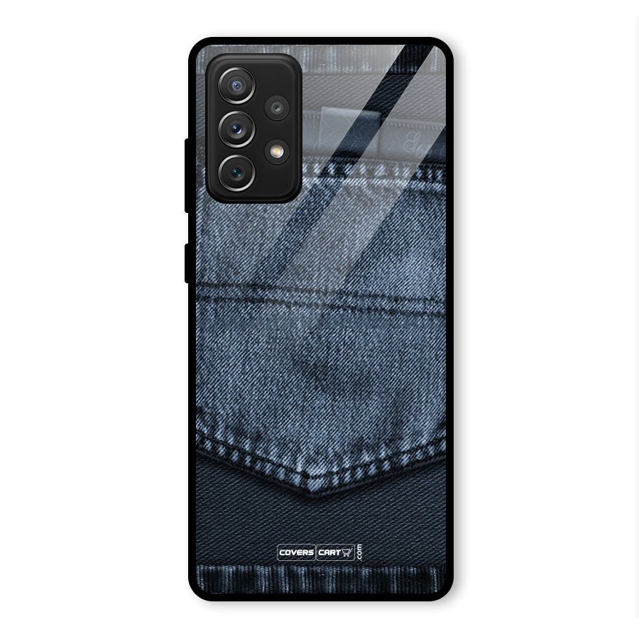 Blue Denim Glass Back Case for Galaxy A72