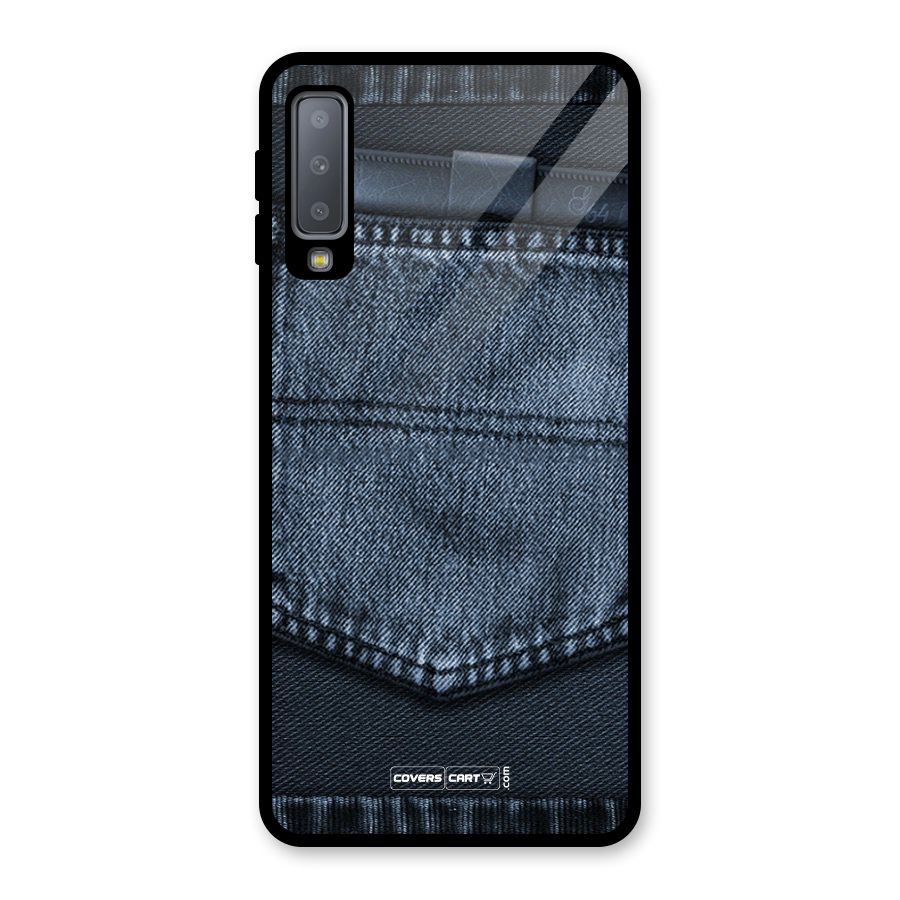 Blue Denim Glass Back Case for Galaxy A7 (2018)