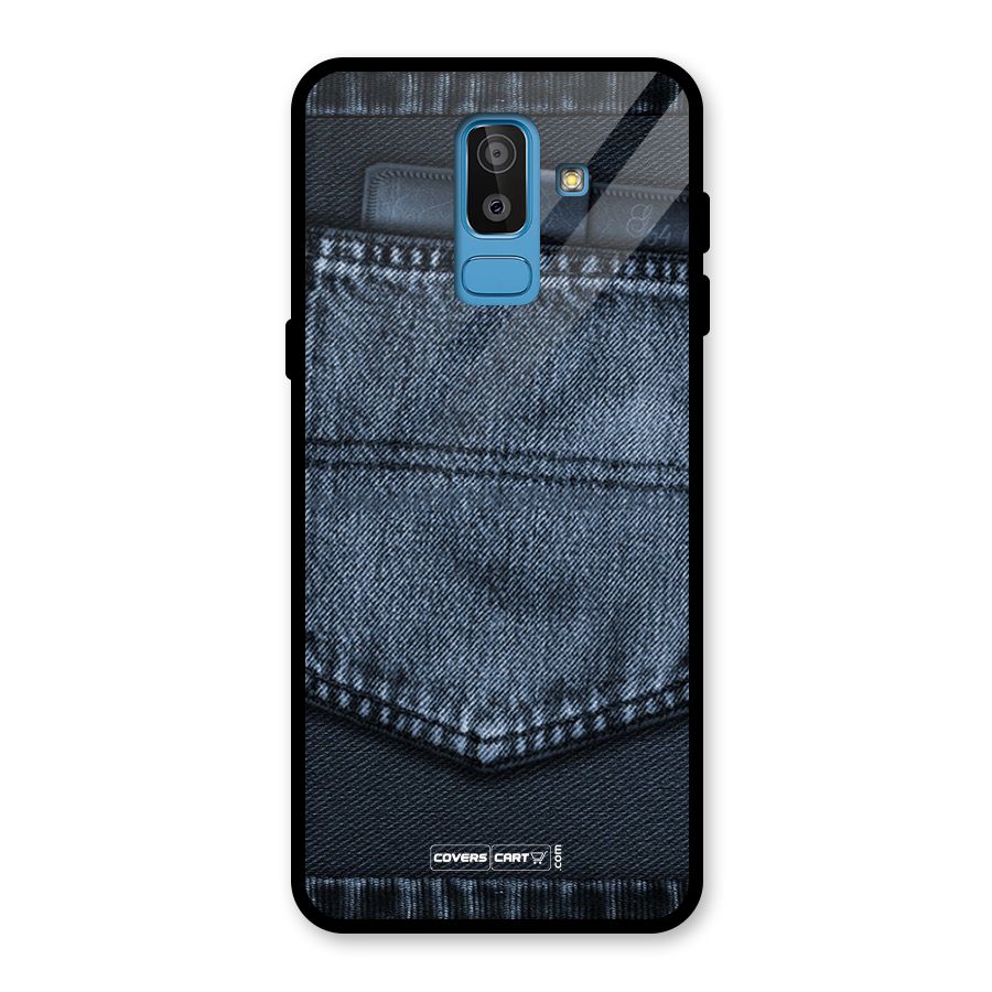 Blue Denim Glass Back Case for Galaxy J8