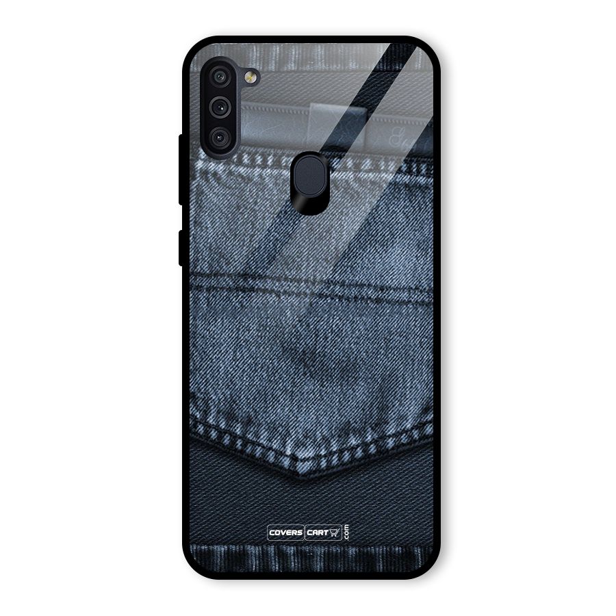 Blue Denim Glass Back Case for Galaxy M11