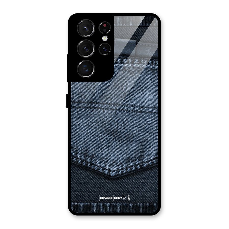 Blue Denim Glass Back Case for Galaxy S21 Ultra 5G