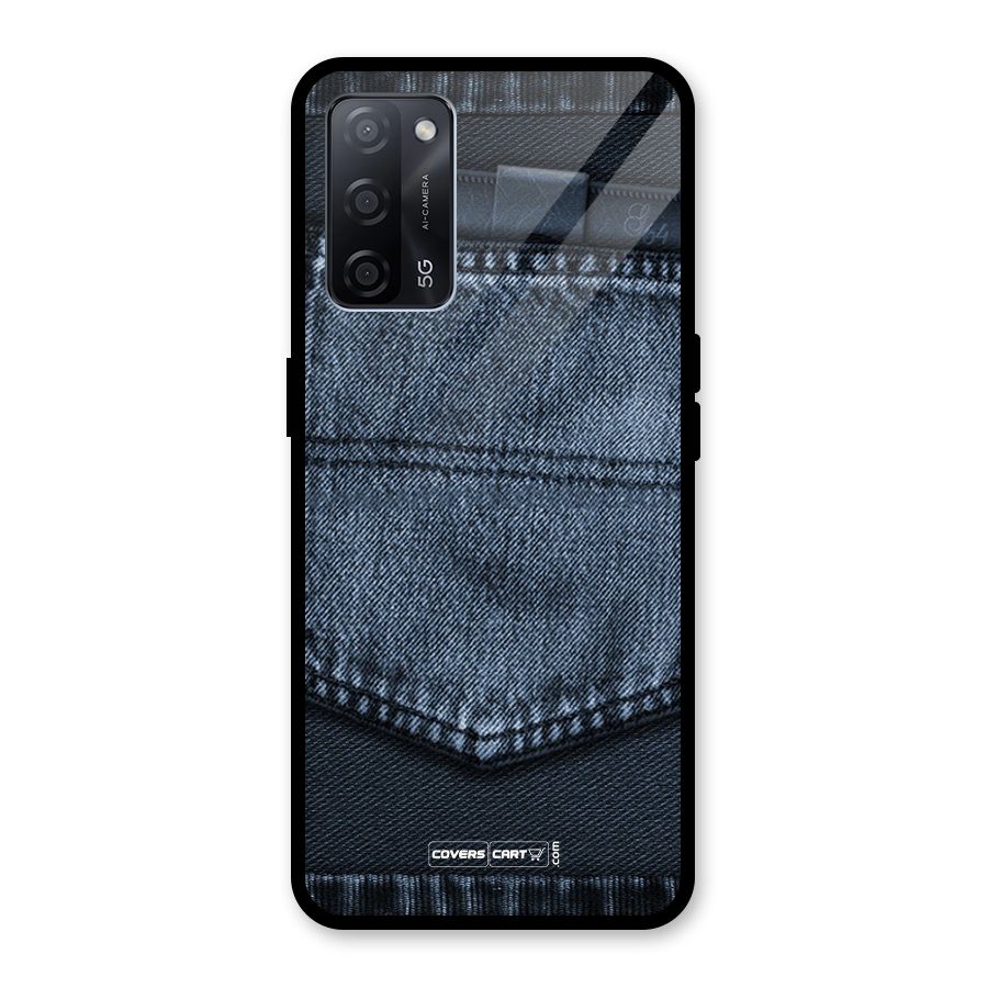 Blue Denim Glass Back Case for Oppo A53s 5G