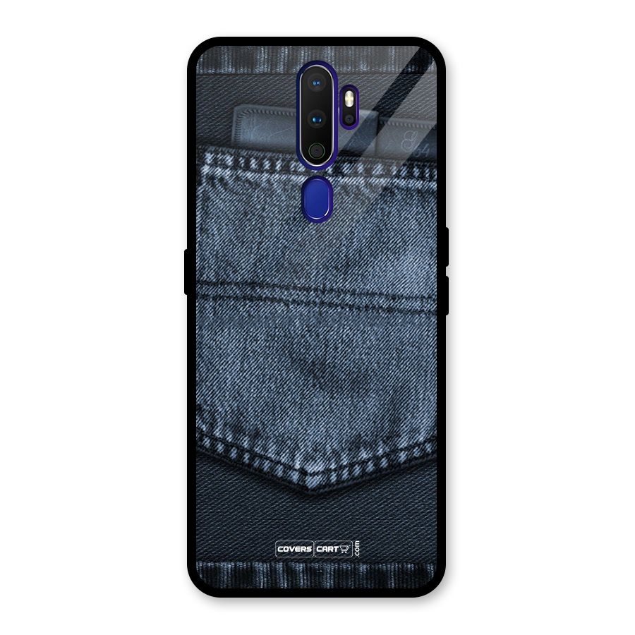 Blue Denim Glass Back Case for Oppo A9 (2020)