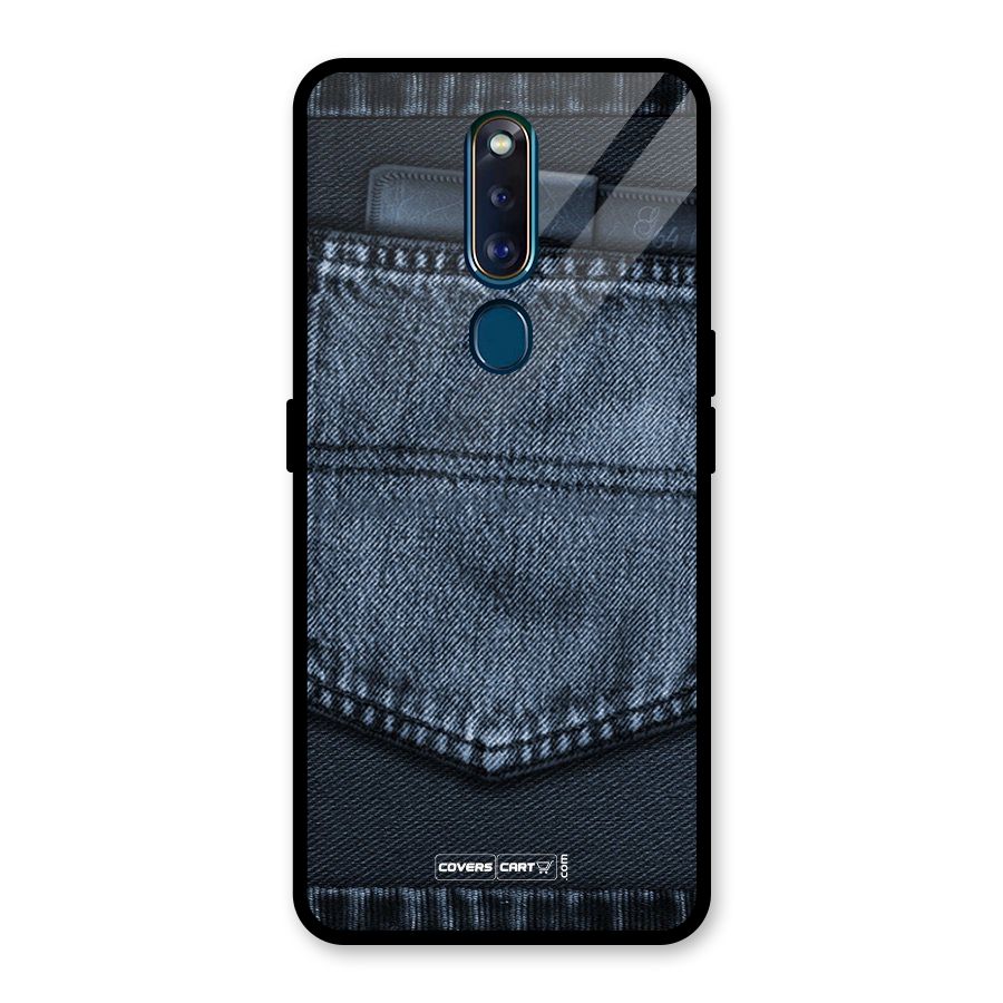 Blue Denim Glass Back Case for Oppo F11 Pro