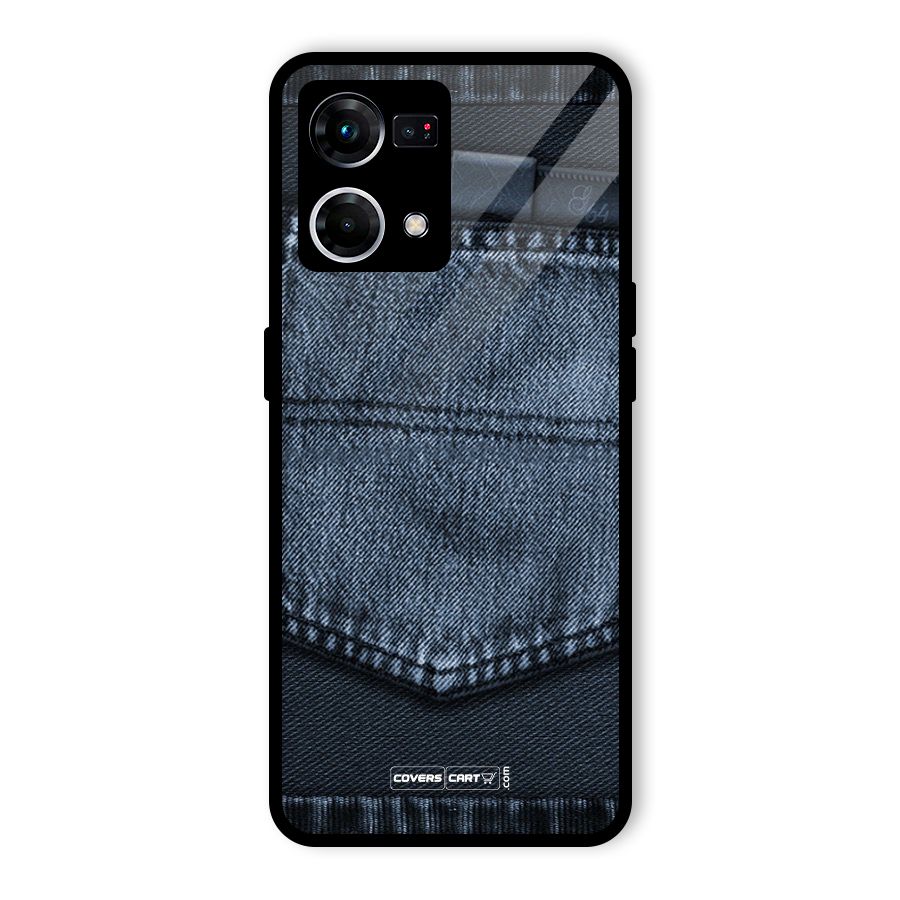 Blue Denim Glass Back Case for Oppo F21 Pro 4G