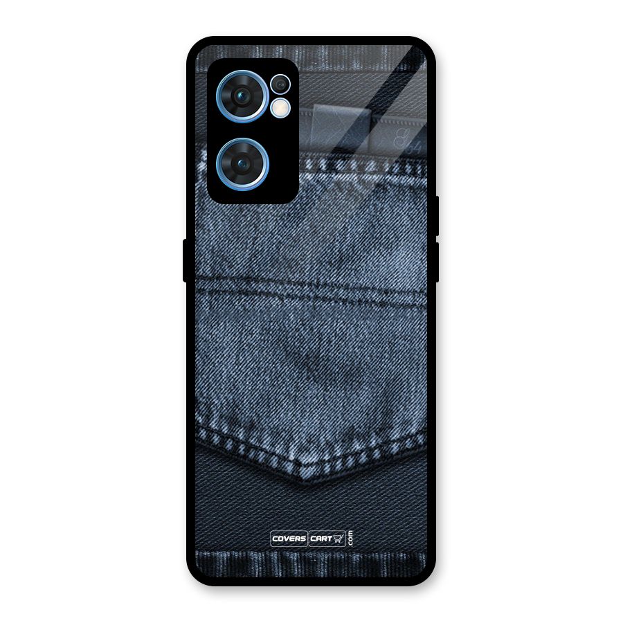 Blue Denim Glass Back Case for Oppo Reno7 5G