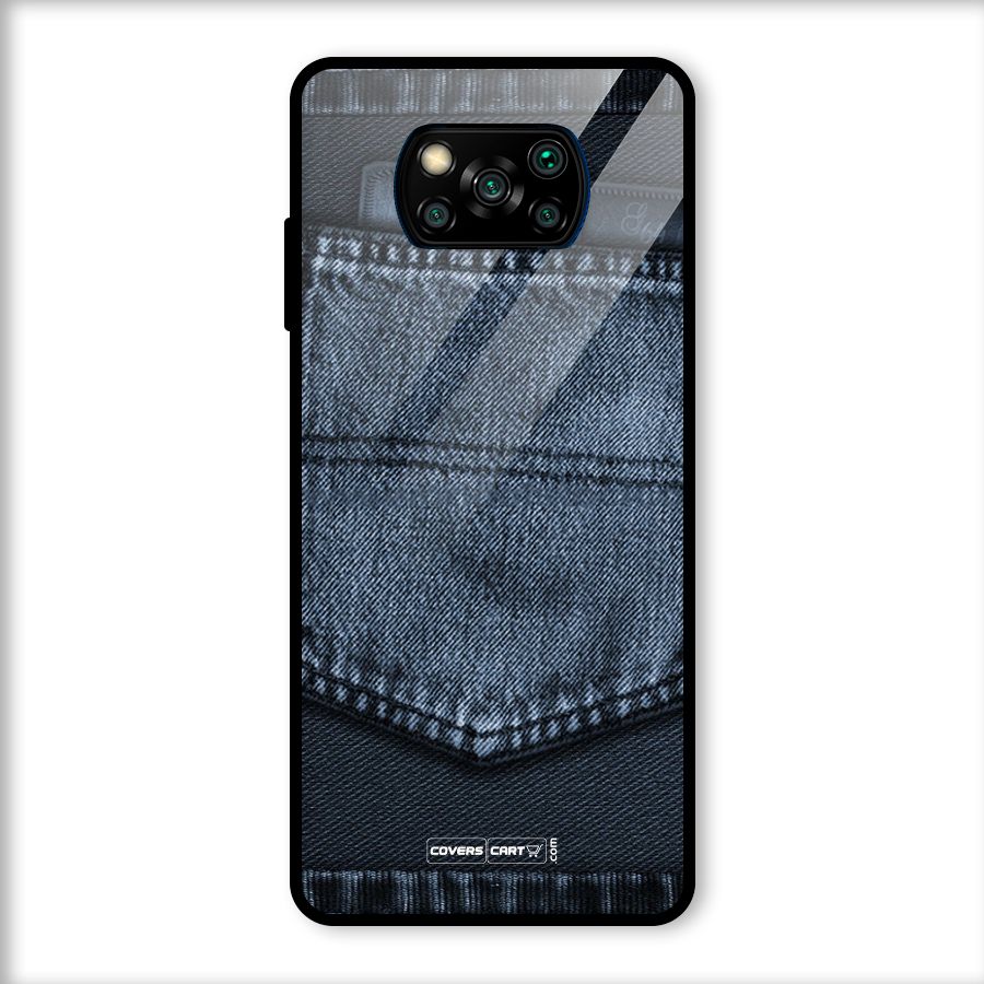 Blue Denim Glass Back Case for Poco X3