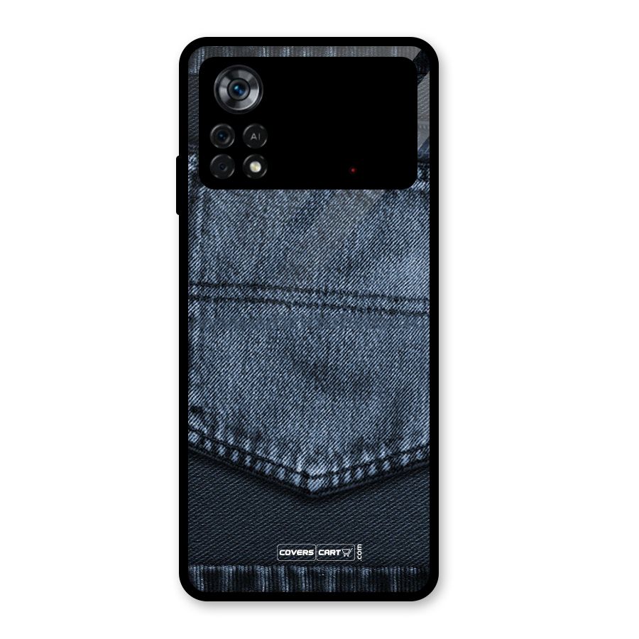 Blue Denim Glass Back Case for Poco X4 Pro 5G
