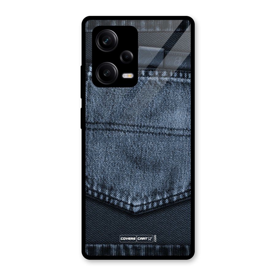 Blue Denim Glass Back Case for Redmi Note 12 Pro
