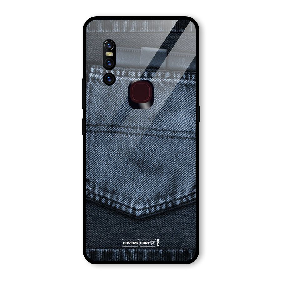 Blue Denim Glass Back Case for Vivo V15