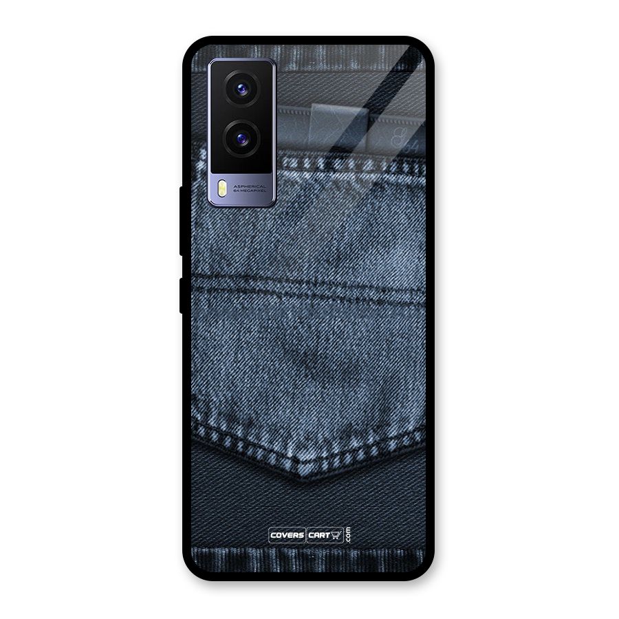 Blue Denim Glass Back Case for Vivo V21e 5G