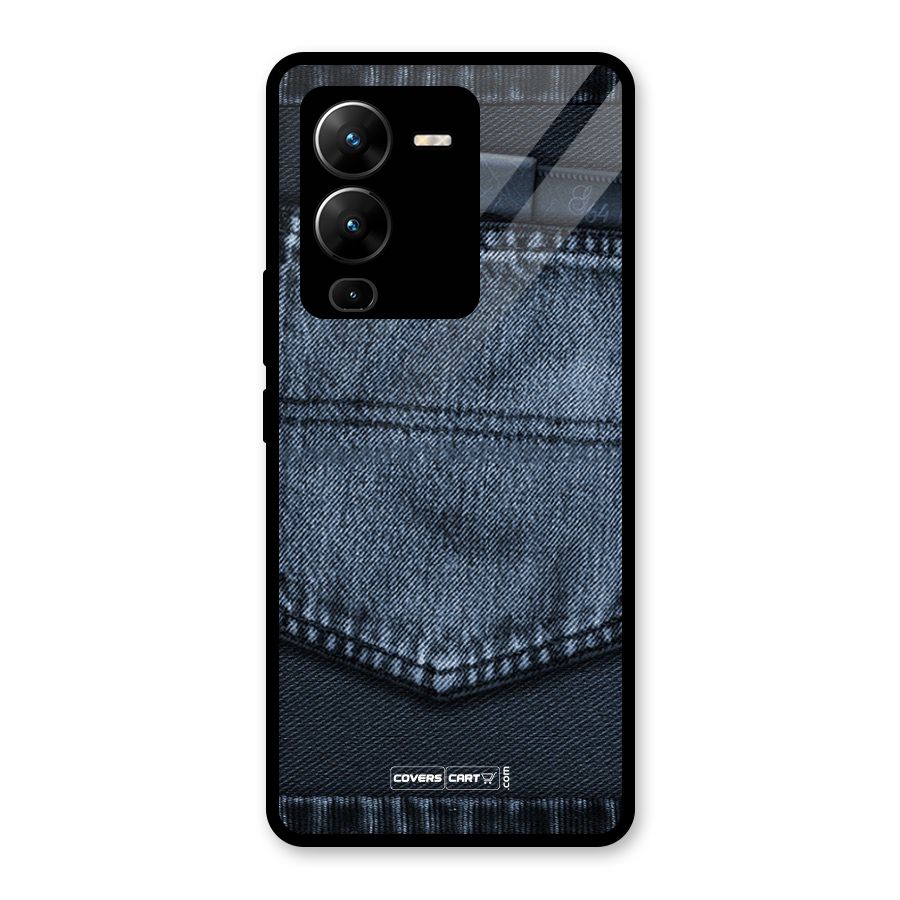 Blue Denim Glass Back Case for Vivo V25 Pro