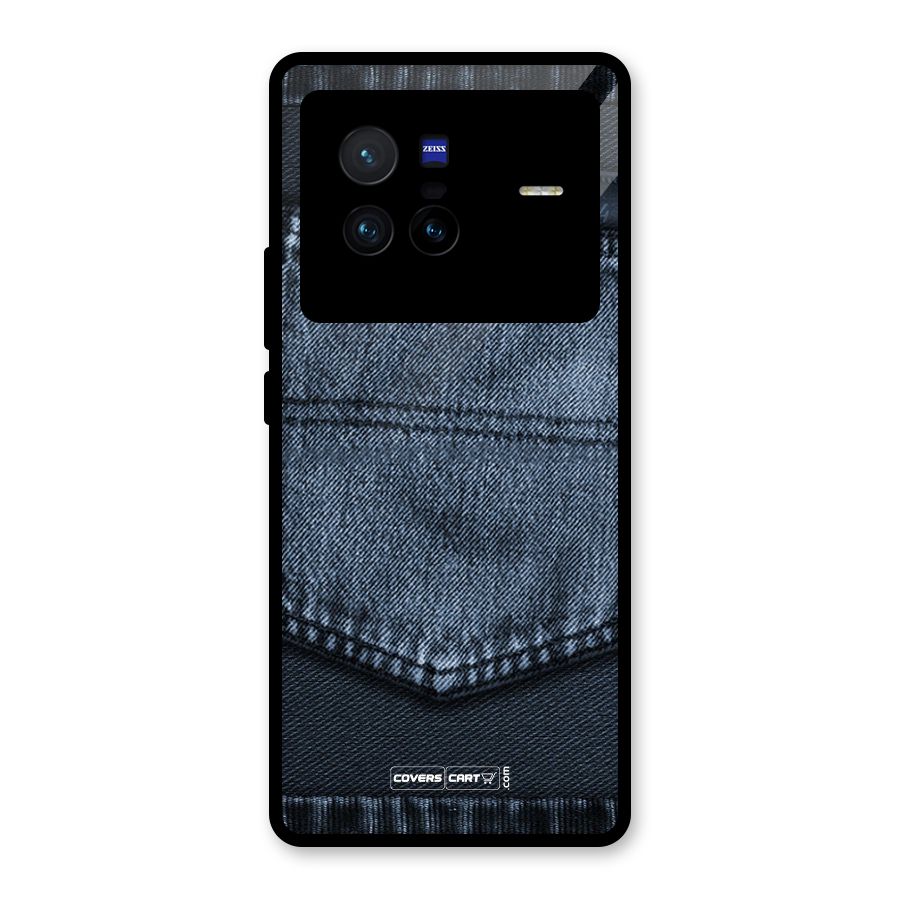 Blue Denim Glass Back Case for Vivo X80