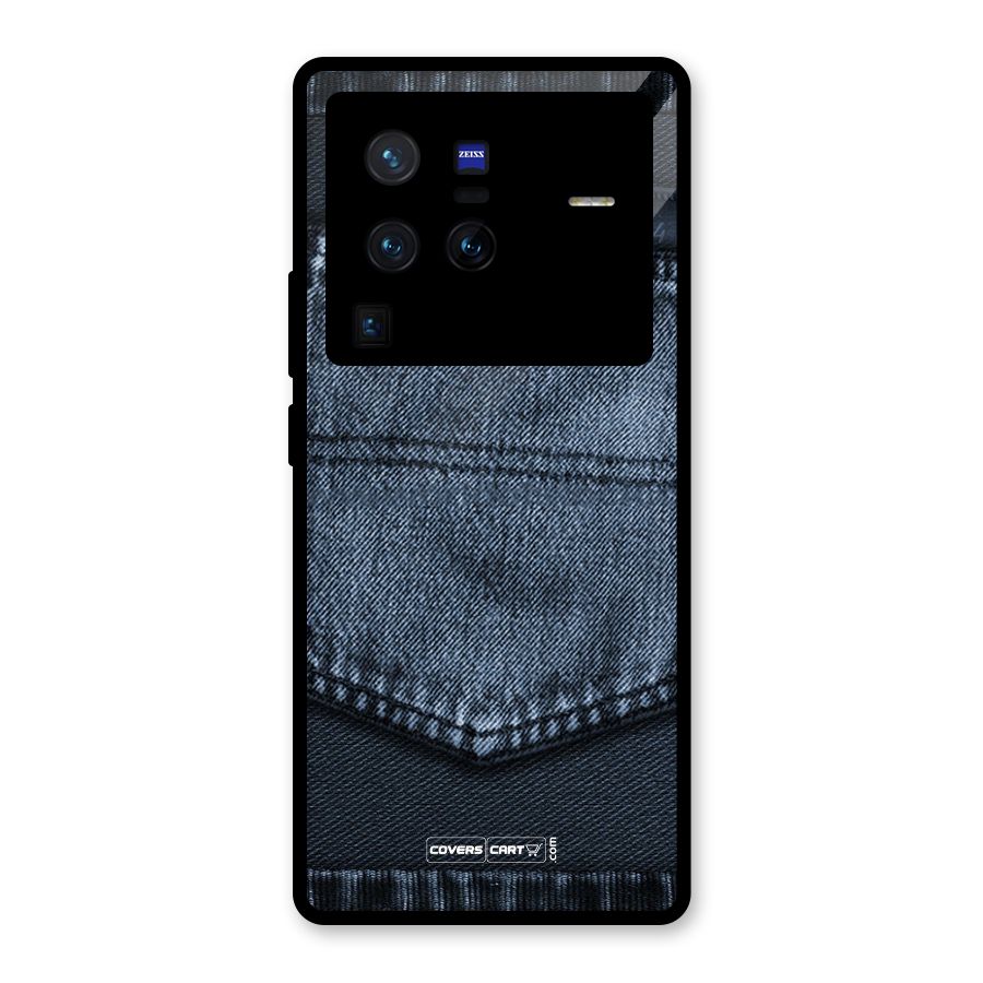 Blue Denim Glass Back Case for Vivo X80 Pro