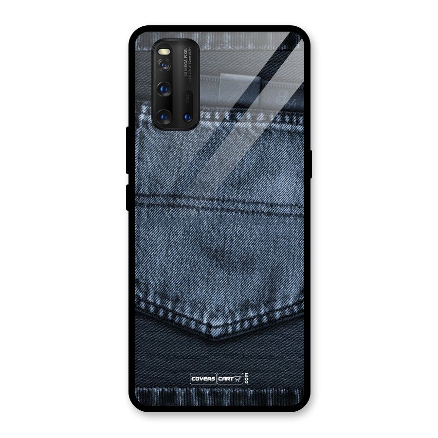 Blue Denim Glass Back Case for Vivo iQOO 3