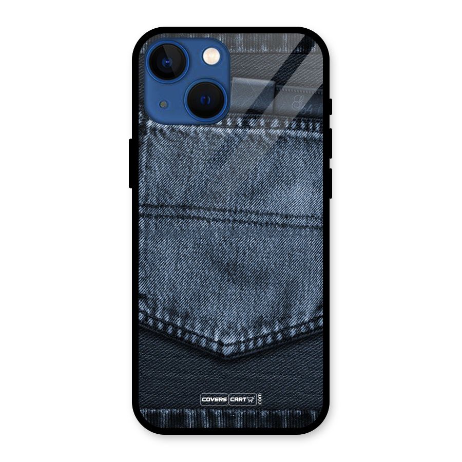 Blue Denim Glass Back Case for iPhone 13 Mini