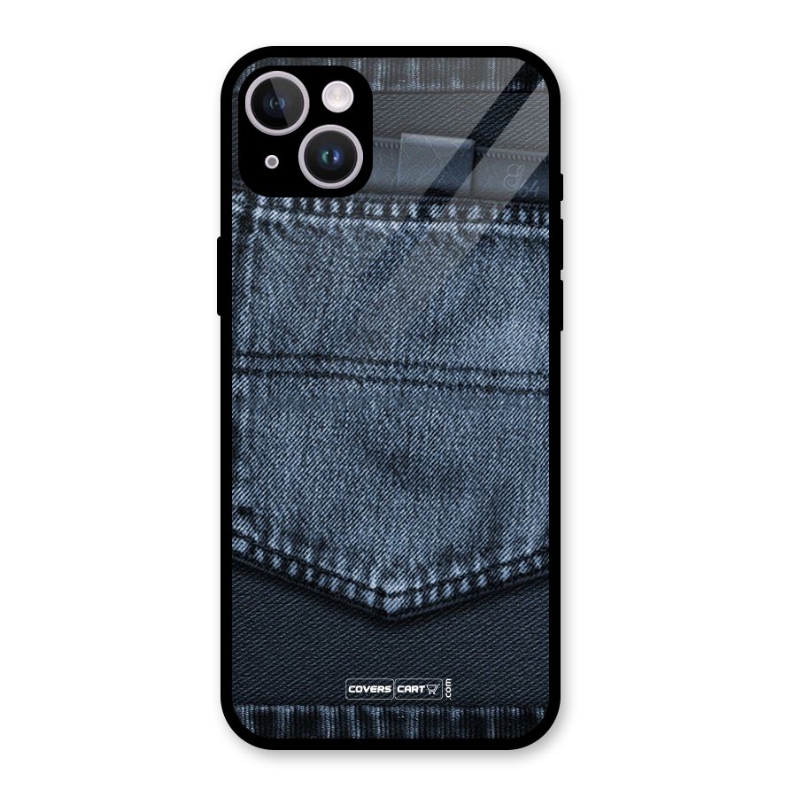 Blue Denim Glass Back Case for iPhone 14 Plus