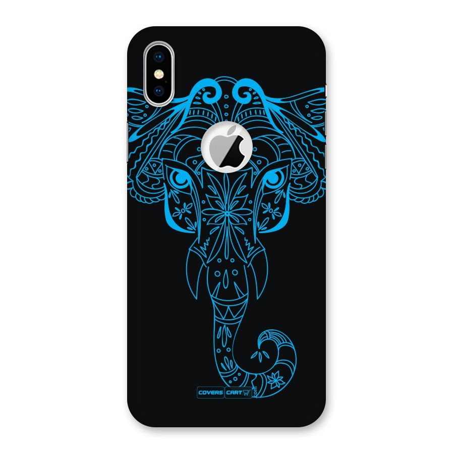 Blue Elephant Ethnic Back Case for iPhone X Logo Cut