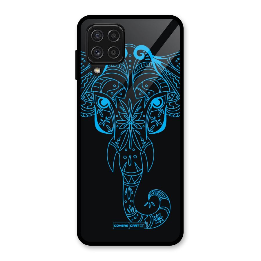 Blue Elephant Ethnic Glass Back Case for Galaxy A22 4G