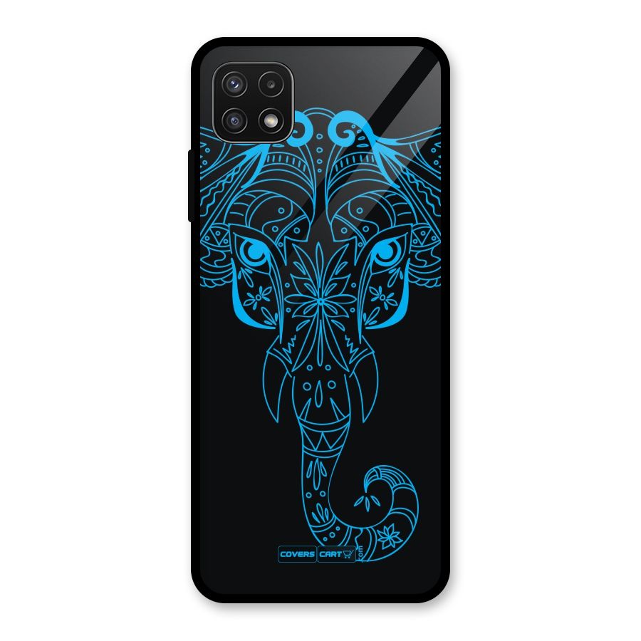 Blue Elephant Ethnic Glass Back Case for Galaxy A22 5G
