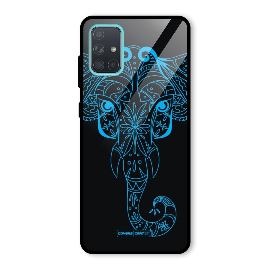Blue Elephant Ethnic Glass Back Case for Galaxy A71