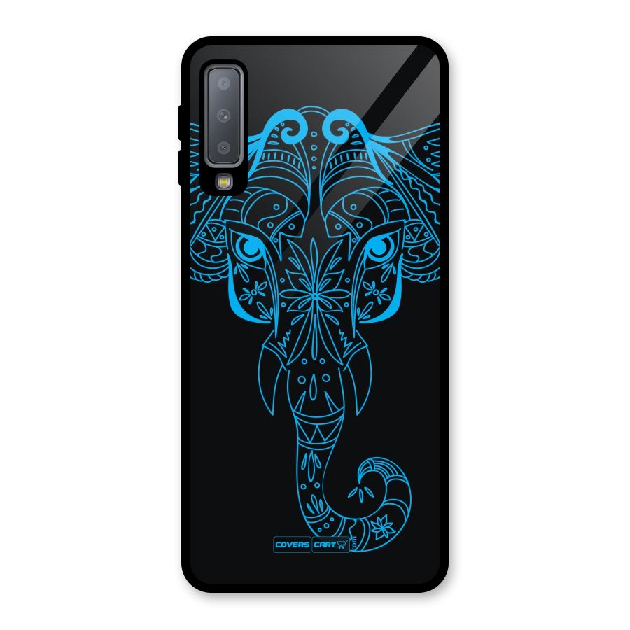 Blue Elephant Ethnic Glass Back Case for Galaxy A7 (2018)