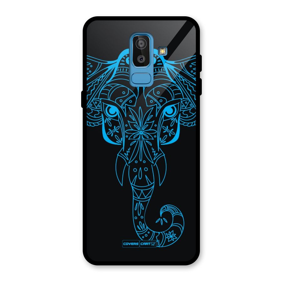 Blue Elephant Ethnic Glass Back Case for Galaxy J8