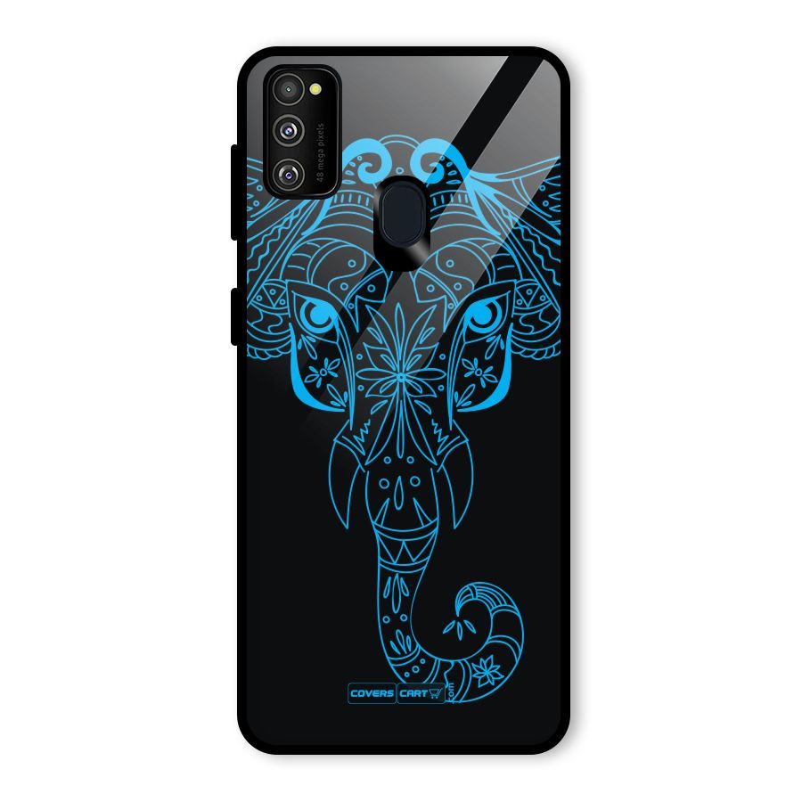 Blue Elephant Ethnic Glass Back Case for Galaxy M30s