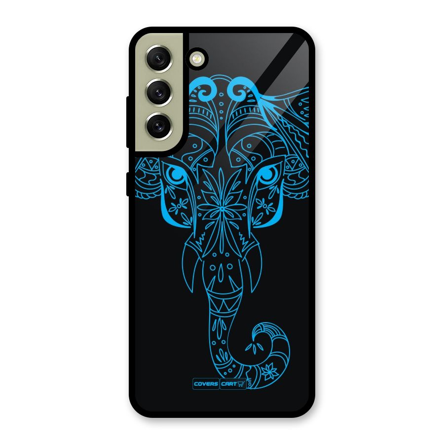 Blue Elephant Ethnic Glass Back Case for Galaxy S21 FE 5G