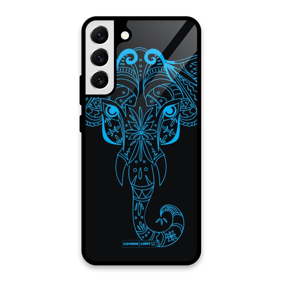 Blue Elephant Ethnic Glass Back Case for Galaxy S22 Plus 5G