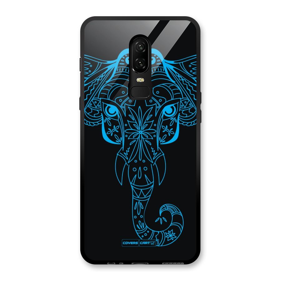 Blue Elephant Ethnic Glass Back Case for OnePlus 6