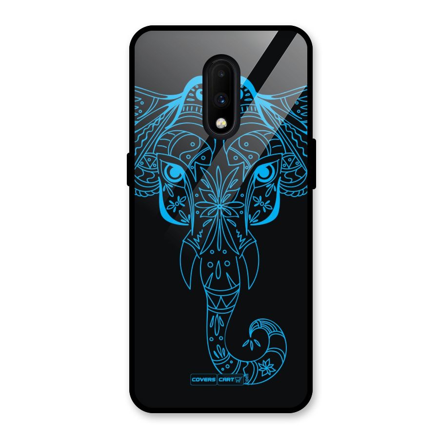 Blue Elephant Ethnic Glass Back Case for OnePlus 7