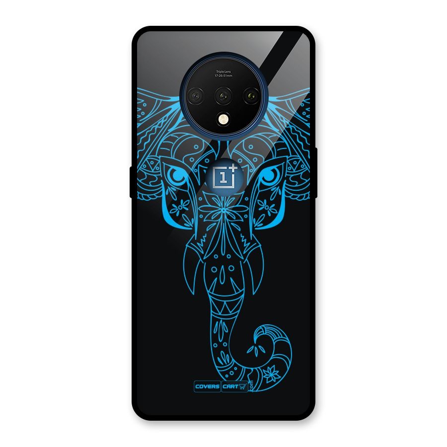 Blue Elephant Ethnic Glass Back Case for OnePlus 7T