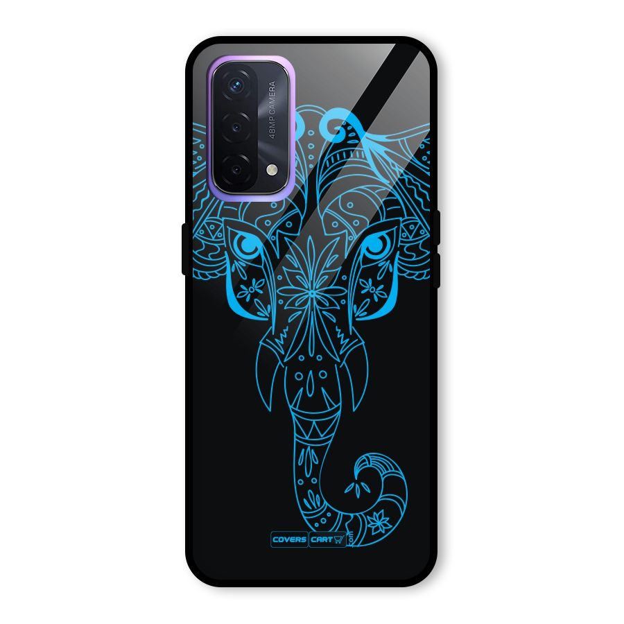 Blue Elephant Ethnic Glass Back Case for Oppo A74 5G