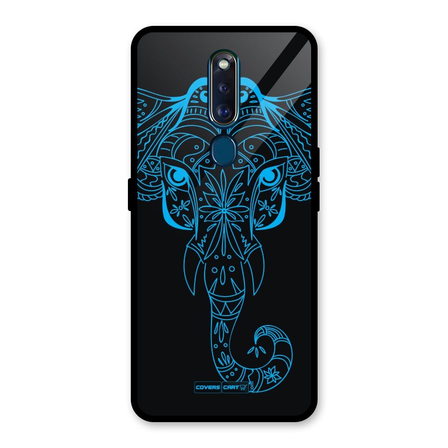 Blue Elephant Ethnic Glass Back Case for Oppo F11 Pro