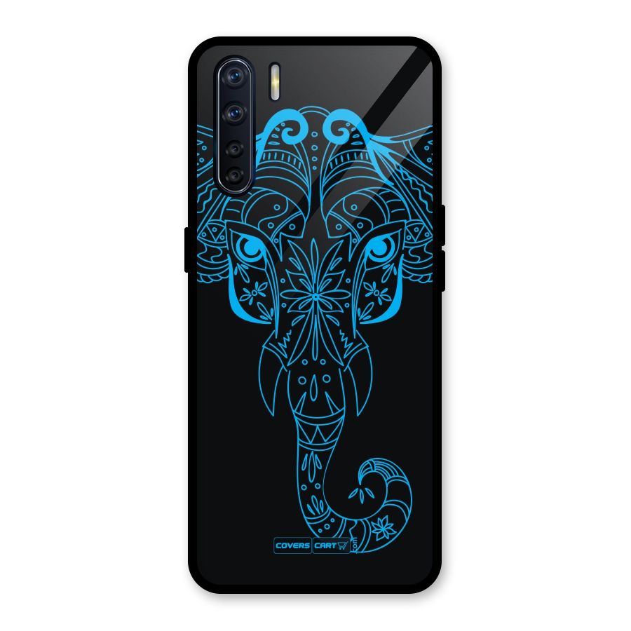 Blue Elephant Ethnic Glass Back Case for Oppo F15