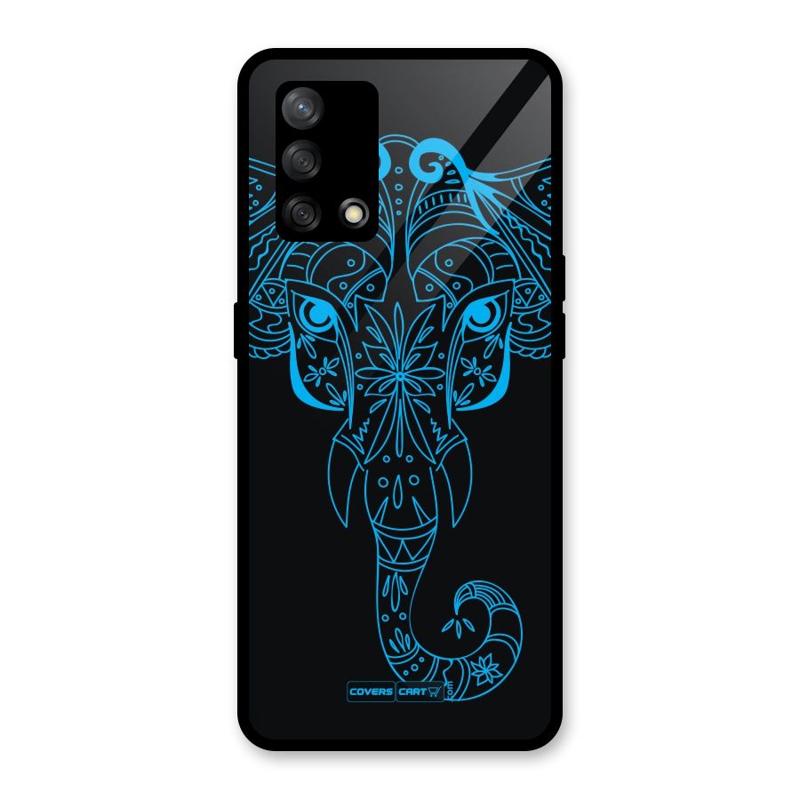 Blue Elephant Ethnic Glass Back Case for Oppo F19