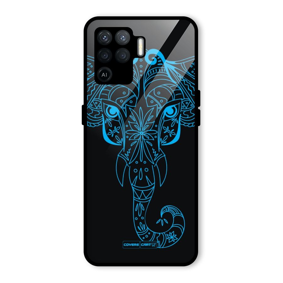 Blue Elephant Ethnic Glass Back Case for Oppo F19 Pro
