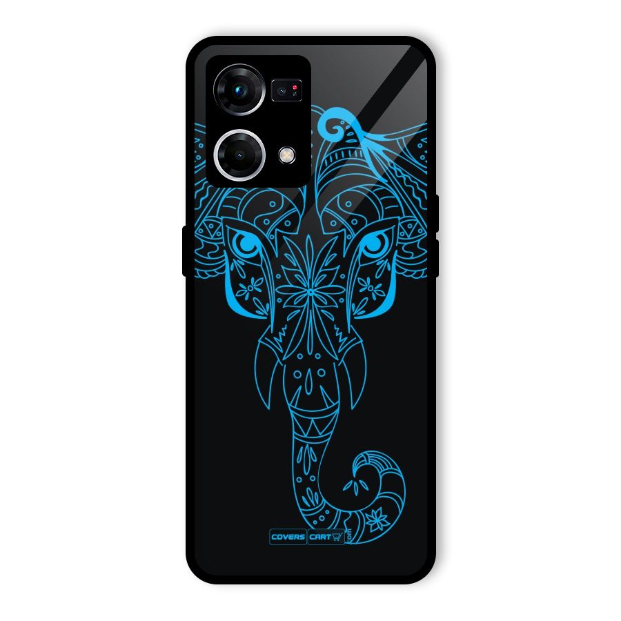 Blue Elephant Ethnic Glass Back Case for Oppo F21 Pro 5G