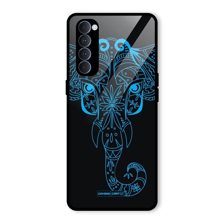 Blue Elephant Ethnic Glass Back Case for Oppo Reno4 Pro