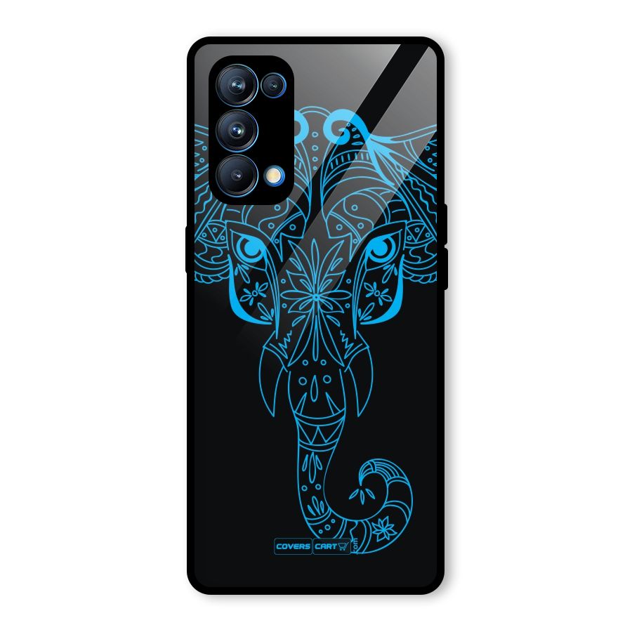 Blue Elephant Ethnic Glass Back Case for Oppo Reno5 Pro 5G