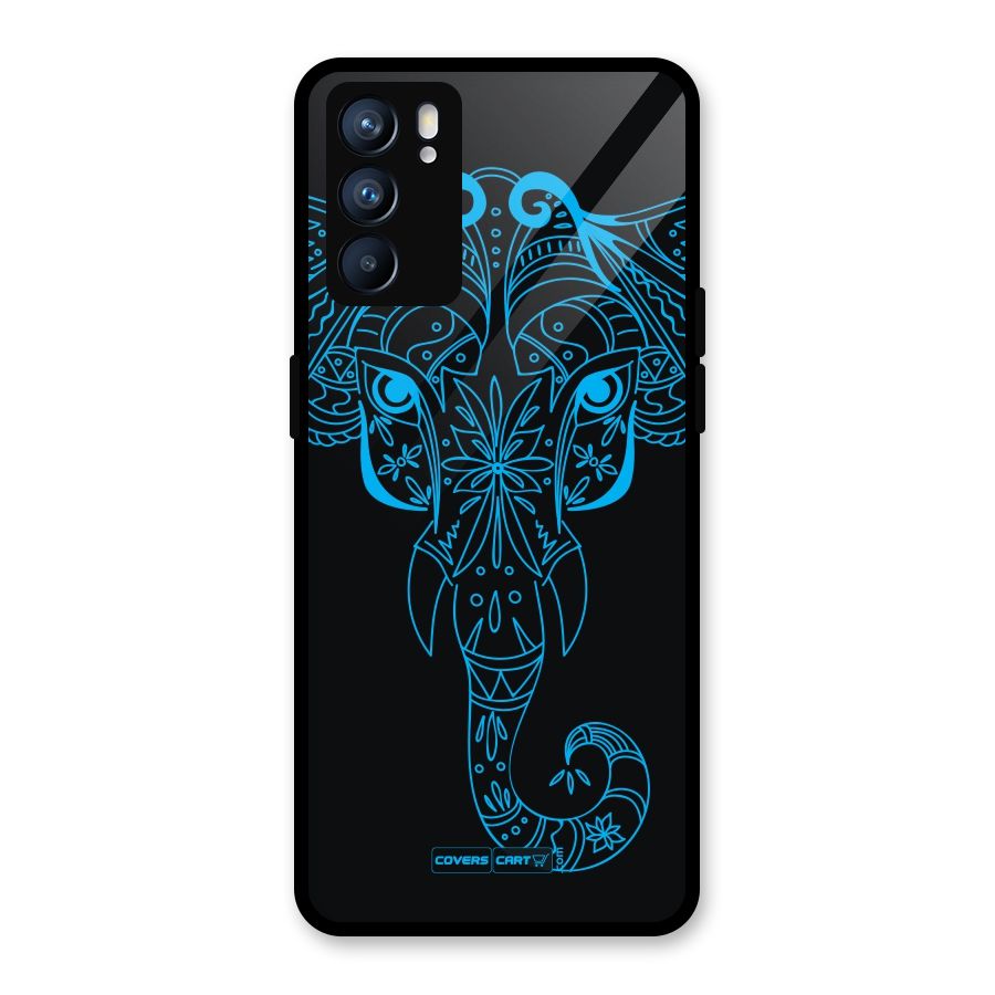 Blue Elephant Ethnic Glass Back Case for Oppo Reno6 5G