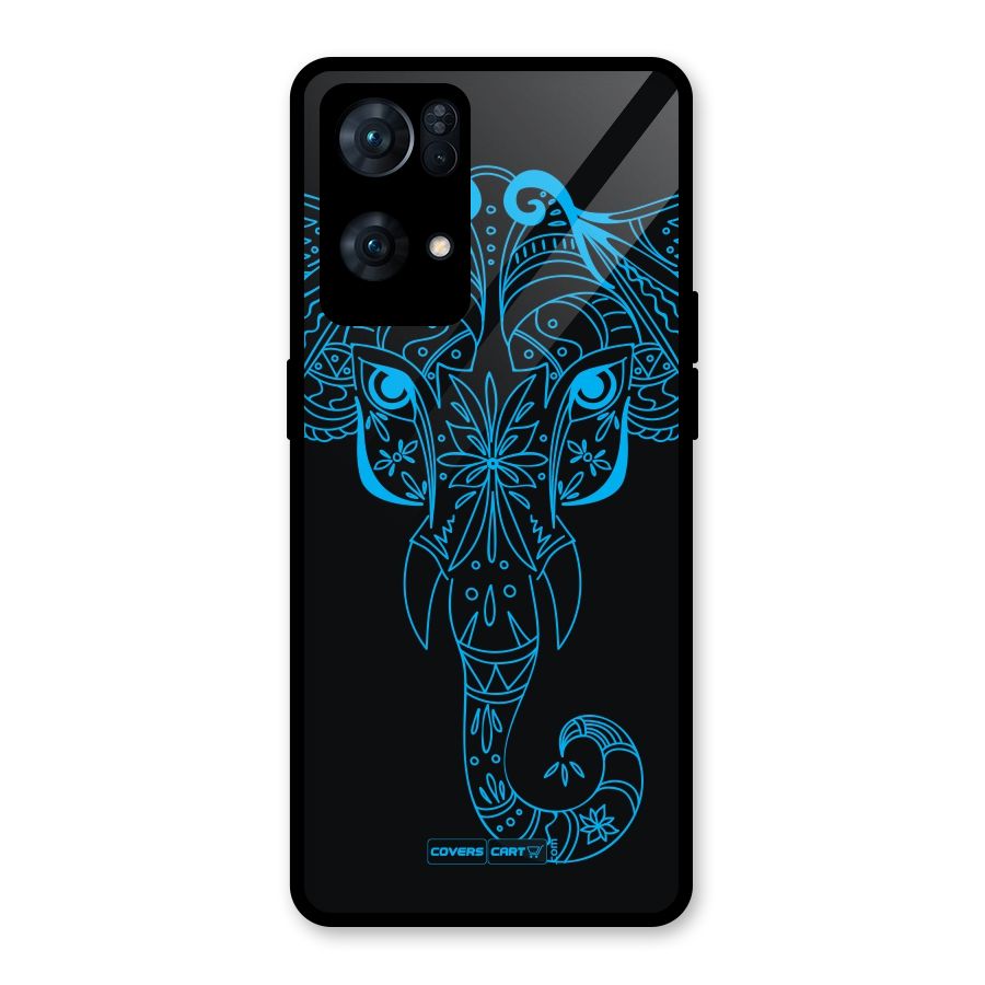 Blue Elephant Ethnic Glass Back Case for Oppo Reno7 Pro 5G