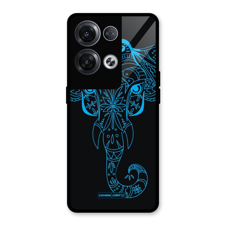 Blue Elephant Ethnic Glass Back Case for Oppo Reno8 Pro 5G