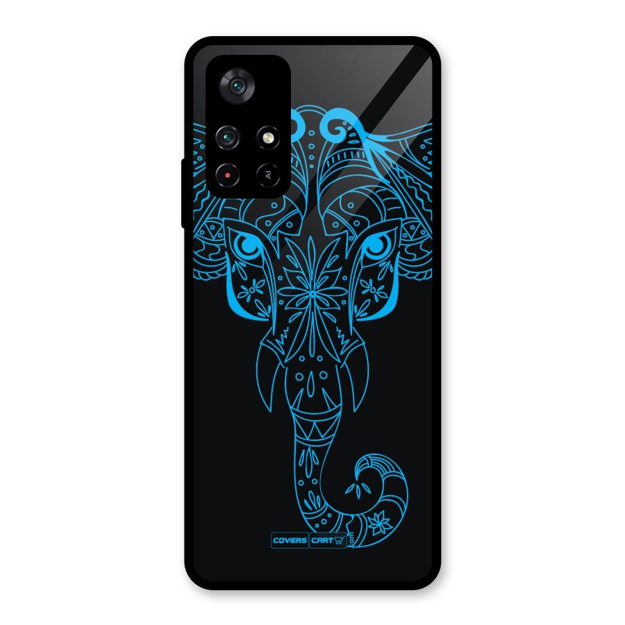 Blue Elephant Ethnic Glass Back Case for Poco M4 Pro 5G